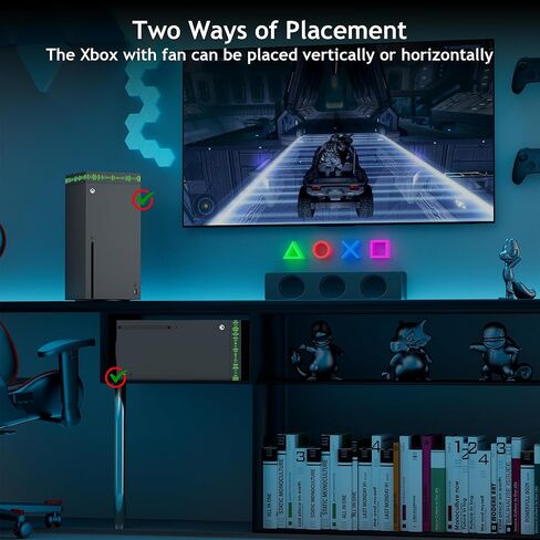 Cooling Fan for Xbox Series X with Dust Filter & 13 RGB LED Light, ZAONOOL High Speed Fan Cooling System with 3 Detachable Controller & Headset Hooks, Top Dust Proof Cooler Fan for Console Accessories in Kuwait