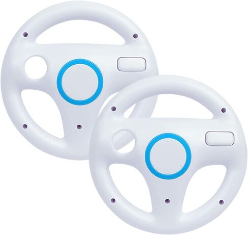AMAZECO White Mario Kart Racing Wheel for Wii Remote Games, Pack of 2 in Kuwait