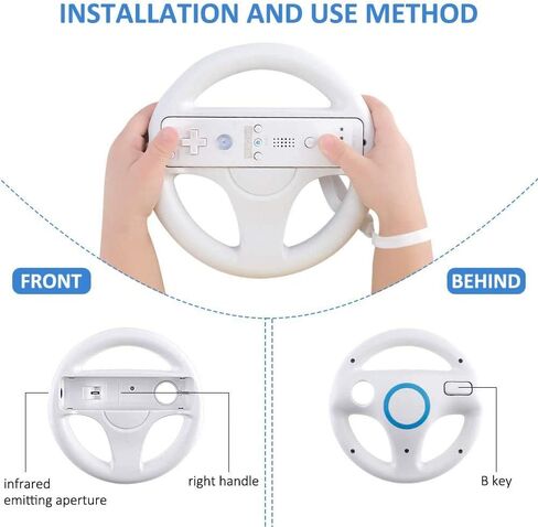 AMAZECO White Mario Kart Racing Wheel for Wii Remote Games, Pack of 2 in Kuwait
