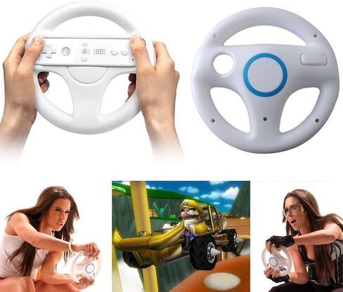AMAZECO White Mario Kart Racing Wheel for Wii Remote Games, Pack of 2 in Kuwait