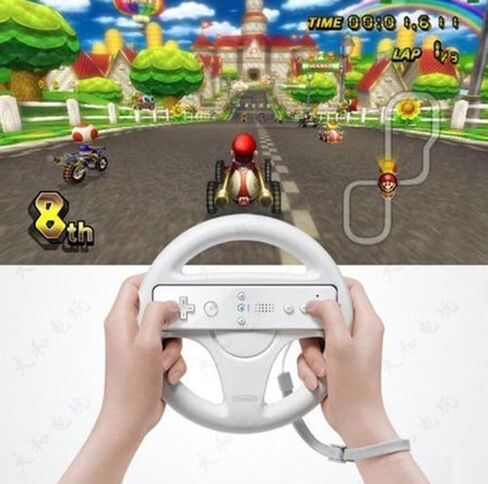 AMAZECO White Mario Kart Racing Wheel for Wii Remote Games, Pack of 2 in Kuwait