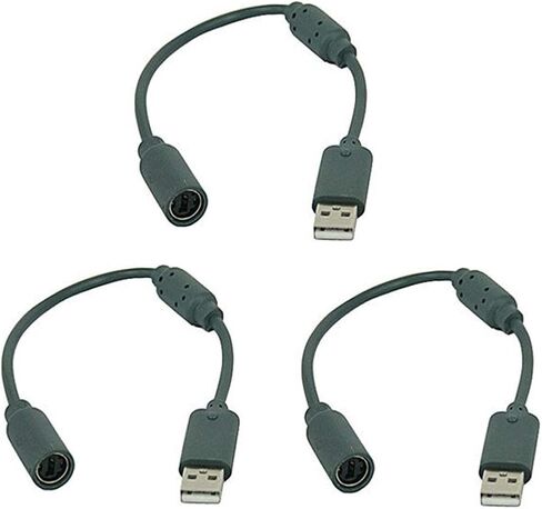 اوبتانيم كيبل دونجل USB بديل قابل للفصل لاجهزة تحكم مايكروسوفت Xbox 360 السلكية، رمادي - عبوة من 3 قطع in Kuwait