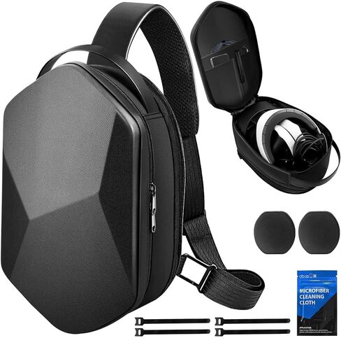 حقيبة تخزين صلبة عصرية من PECOOVR لجهاز PSVR 2 وملحقاتها، حقيبة كتف لحمل PlayStation VR2 بسعة قابلة للتوسيع، حقيبة ظهر PSVR2 للسفر حول الجسم مع منظم قابل للإزالة لأجهزة التحكم in Kuwait