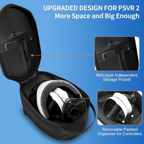 حقيبة تخزين صلبة عصرية من PECOOVR لجهاز PSVR 2 وملحقاتها، حقيبة كتف لحمل PlayStation VR2 بسعة قابلة للتوسيع، حقيبة ظهر PSVR2 للسفر حول الجسم مع منظم قابل للإزالة لأجهزة التحكم in Kuwait