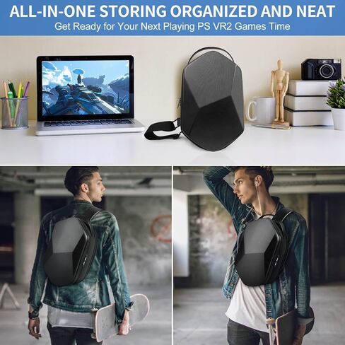 حقيبة تخزين صلبة عصرية من PECOOVR لجهاز PSVR 2 وملحقاتها، حقيبة كتف لحمل PlayStation VR2 بسعة قابلة للتوسيع، حقيبة ظهر PSVR2 للسفر حول الجسم مع منظم قابل للإزالة لأجهزة التحكم in Kuwait