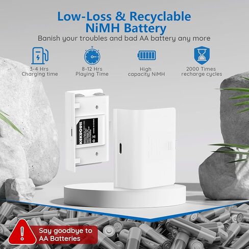 حزمة بطارية KEKUCULL قابلة لإعادة الشحن لوحدة تحكم Xbox One/S/X/Elite مع منفذ شحن Micro-USB، بطاريتان × 1400 مللي أمبير في الساعة لوحدة تحكم Xbox One (ليست لوحدة التحكم مع منفذ شحن من النوع C) in Kuwait