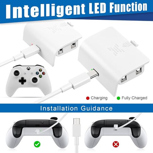 حزمة بطارية KEKUCULL قابلة لإعادة الشحن لوحدة تحكم Xbox One/S/X/Elite مع منفذ شحن Micro-USB، بطاريتان × 1400 مللي أمبير في الساعة لوحدة تحكم Xbox One (ليست لوحدة التحكم مع منفذ شحن من النوع C) in Kuwait