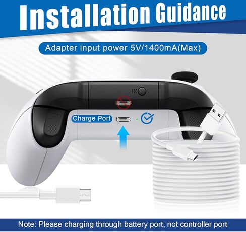 حزمة بطارية KEKUCULL قابلة لإعادة الشحن لوحدة تحكم Xbox One/S/X/Elite مع منفذ شحن Micro-USB، بطاريتان × 1400 مللي أمبير في الساعة لوحدة تحكم Xbox One (ليست لوحدة التحكم مع منفذ شحن من النوع C) in Kuwait