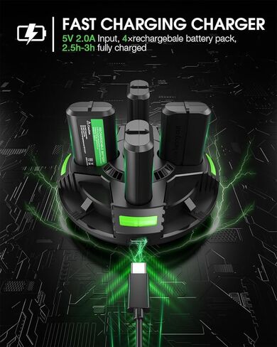 Rechargeable Controller Battery Packs Compatible for Xbox One/Xbox Series X|S Xbox One S/Xbox One X/Xbox One Elite Controller, 4×1800mAh Xbox Rechargeable Battery Pack with Charger for Xbox Controller in Kuwait