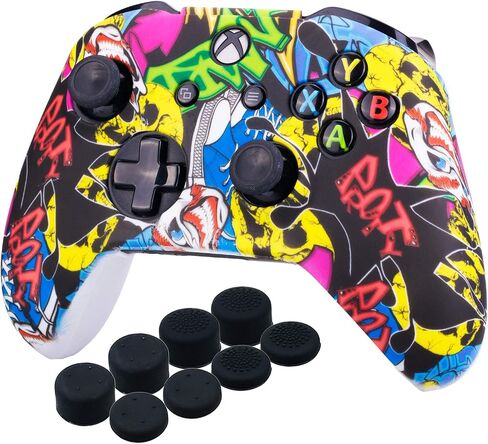 YoRHa Printing Rubber Silicone Cover Skin Case for Xbox One S/X Controller x 1(Spashing Paint) with Thumb Grips x 10 in Kuwait
