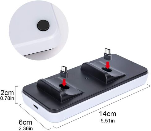 قاعدة شحن وحدة تحكم بلاي ستيشن 5 لذراع التحكم اللاسلكي دوال سينس لجهاز بلاي ستيشن 5، قاعدة شحن دوال سينس مع كيبل واحد من النوع سي ومنافذ نوع سي مزدوجة قابلة للفصل 600 مللي امبير in Kuwait