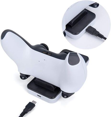 قاعدة شحن وحدة تحكم بلاي ستيشن 5 لذراع التحكم اللاسلكي دوال سينس لجهاز بلاي ستيشن 5، قاعدة شحن دوال سينس مع كيبل واحد من النوع سي ومنافذ نوع سي مزدوجة قابلة للفصل 600 مللي امبير in Kuwait