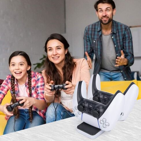 قاعدة شحن وحدة تحكم بلاي ستيشن 5 لذراع التحكم اللاسلكي دوال سينس لجهاز بلاي ستيشن 5، قاعدة شحن دوال سينس مع كيبل واحد من النوع سي ومنافذ نوع سي مزدوجة قابلة للفصل 600 مللي امبير in Kuwait