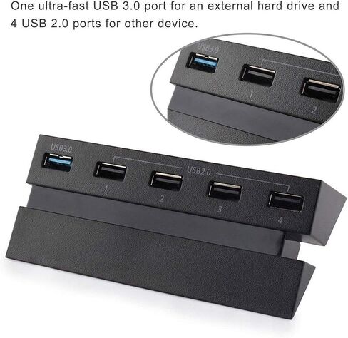 EEEKit 5 Port Hub for PS4, USB 3.0/2.0 High-Speed Expansion Hub Charger Controller Adapter Connector Compatible with Playstation 4 PS4 Gaming Console, Not for PS4 Slim, PS4 PRO in Saudi Arabia