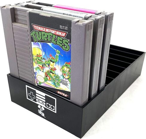 Black, NES Compatible Cartridge Holder, NES Game Tray, Holds 10 Games, Clutter Reducing, Retro Video Game Collection, Works with Nintendo Entertainment System NTSC and PAL Cartridges in Saudi Arabia