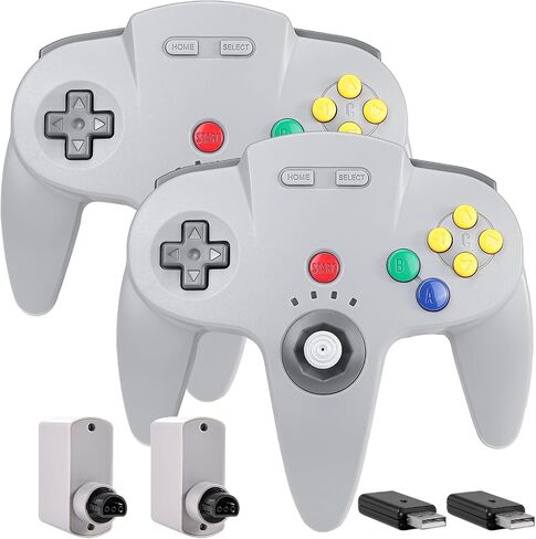 2 حزمة وحدة تحكم N64 لاسلكية للتبديل 1/2، وحدة تحكم N64، أصفر/أحمر شفاف | (اهتزاز مدمج) (قابل لإعادة الشحن) (عصا تناظرية ثلاثية الأبعاد)، جهاز استقبال USB 2.4 جيجا هرتز وN64 مصمم للتبديل عبر الإنترنت، وأجهزة الكمبيوتر التي تعمل بنظام Windows، وmacOS in Kuwait