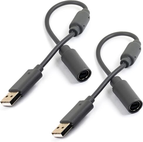2pcs USB Breakaway Cord for Xbox 360 & Slim Wired Controller, Dongle Adapter Extension Cable Replacement (2pcs (Black)) in Kuwait