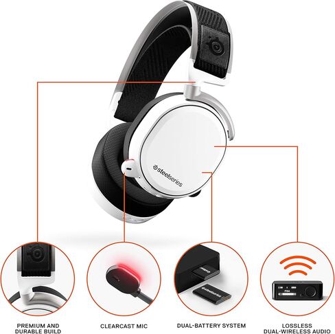 SteelSeries Arctis Pro Wireless Gaming Headset - High Fidelity 2.4 GHz Wireless - Mixable Bluetooth - Non-Stop Dual Battery - OLED Base Station - AI Noise Canceling Mic - PC, PS5, PS4, Mobile - Black in Saudi Arabia