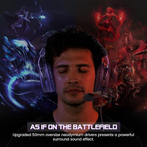 سماعة EKSA E900 مع ميكروفون للكمبيوتر الشخصي، PS4، PS5، Xbox - ميكروفون إلغاء الضوضاء قابل للفصل، صوت محيطي ثلاثي الأبعاد، مريح قوي، سماعة رأس سلكية للألعاب والكمبيوتر والكمبيوتر المحمول والمحول والمحمولة (مقبس 3.5 مم) in Kuwait