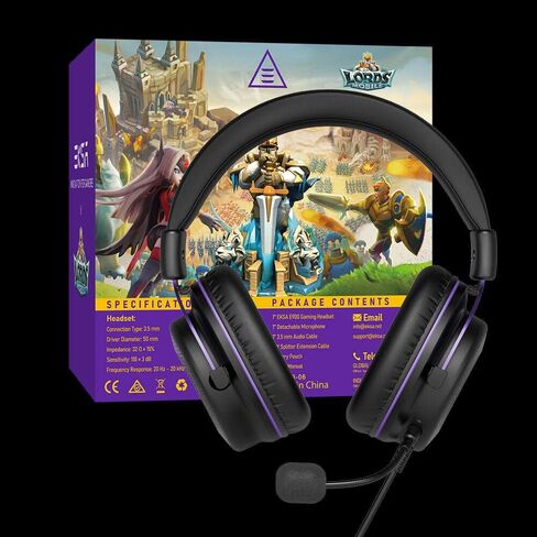 EKSA E900 &Lords Mobile Gaming Headset, Gaming Headphones with Detachable Noise Canceling Microphone - 50 MM Drivers, Lightweight and Comfortable in Saudi Arabia