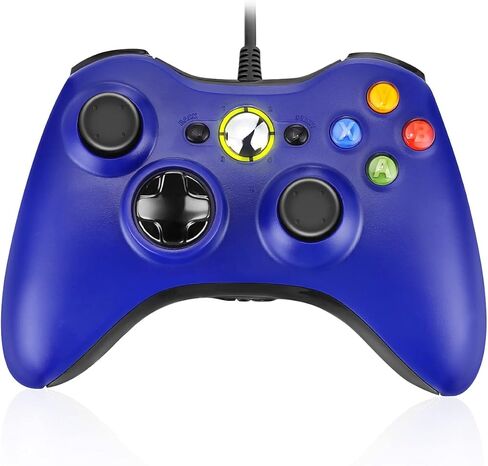 وحدة تحكم Powerextra بديلة لوحدة التحكم السلكية Xbox 360 مع عصا تحكم مطورة لجهاز Microsoft Xbox 360 Xbox 360 Slim والكمبيوتر الشخصي Windows 7 8 10 وحدة تحكم سلكية مزدوجة الاهتزاز - أزرق in Kuwait