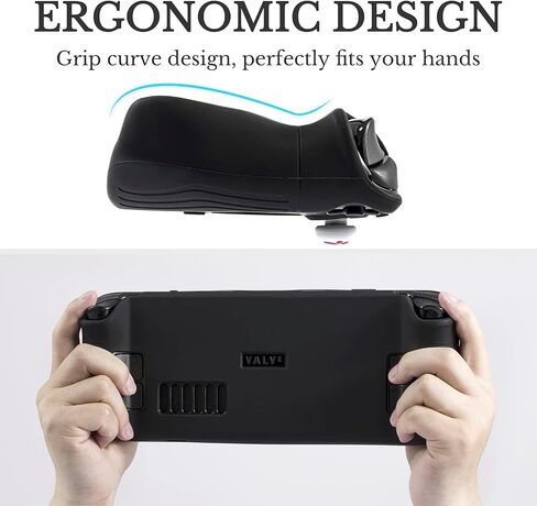 Protective Case Compatible with Steam Deck, All-Round Steam Deck Standing Silicone Cover with Tempered Film and Non-Slip Thumb Grips, Anti Scratch Steam Deck Protector-Black in Kuwait