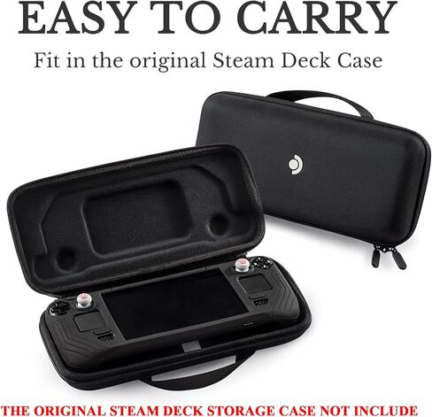 Protective Case Compatible with Steam Deck, All-Round Steam Deck Standing Silicone Cover with Tempered Film and Non-Slip Thumb Grips, Anti Scratch Steam Deck Protector-Black in Kuwait