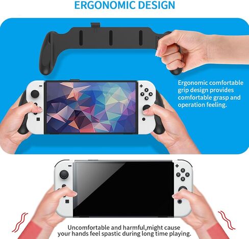 مقبض يد JDDWIN Switch OLED/Switch قابل للإرساء، مريح محمول لمفتاح OLED/Switch مع تصميم مريح خاص متوافق مع قبضة Nintendo Switch (أبيض) in Saudi Arabia