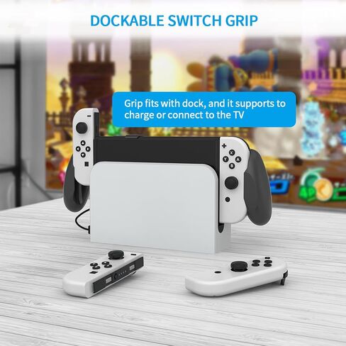 مقبض يد JDDWIN Switch OLED/Switch قابل للإرساء، مريح محمول لمفتاح OLED/Switch مع تصميم مريح خاص متوافق مع قبضة Nintendo Switch (أبيض) in Saudi Arabia