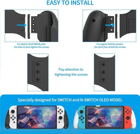 مقبض يد JDDWIN Switch OLED/Switch قابل للإرساء، مريح محمول لمفتاح OLED/Switch مع تصميم مريح خاص متوافق مع قبضة Nintendo Switch (أبيض) in Saudi Arabia