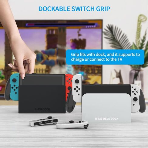 مقبض يد JDDWIN Switch OLED/Switch قابل للإرساء، مريح محمول لمفتاح OLED/Switch مع تصميم مريح خاص متوافق مع قبضة Nintendo Switch (أبيض) in Saudi Arabia