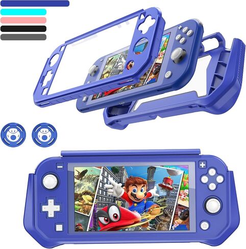 Switch Lite Case Protective Case for Nintendo Switch Lite, Feerne Full Protection TPU Shockproof Case Cover for Nintendo Switch Lite Skin with Built-in Screen Protector & Joystick Caps, Black in Saudi Arabia