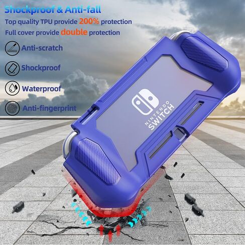 Switch Lite Case Protective Case for Nintendo Switch Lite, Feerne Full Protection TPU Shockproof Case Cover for Nintendo Switch Lite Skin with Built-in Screen Protector & Joystick Caps, Black in Saudi Arabia