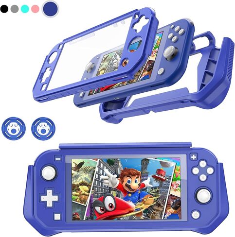 Switch Lite Case Protective Case for Nintendo Switch Lite, Feerne Full Protection TPU Shockproof Case Cover for Nintendo Switch Lite Skin with Built-in Screen Protector & Joystick Caps, Black in Saudi Arabia