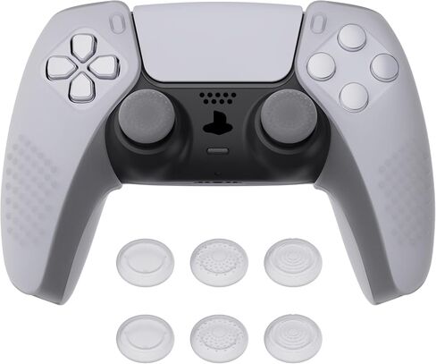 PlayVital Guardian Edition غطاء سيليكون مريح وناعم لوحدة التحكم لجهاز ps5 متوافق مع جلود حماية مطاطية لمحطة الشحن مع أغطية عصا التحكم لجهاز ps5 - أسود in Kuwait