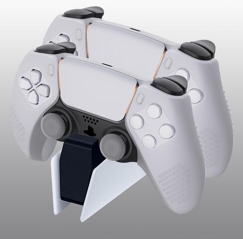 PlayVital Guardian Edition غطاء سيليكون مريح وناعم لوحدة التحكم لجهاز ps5 متوافق مع جلود حماية مطاطية لمحطة الشحن مع أغطية عصا التحكم لجهاز ps5 - أسود in Kuwait