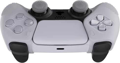 PlayVital Guardian Edition غطاء سيليكون مريح وناعم لوحدة التحكم لجهاز ps5 متوافق مع جلود حماية مطاطية لمحطة الشحن مع أغطية عصا التحكم لجهاز ps5 - أسود in Kuwait