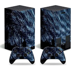 Skin Sticker for Xbox Series X Console Controllers, Protective Skin Wrap Vinyl Decal for Microsoft Xbox Series X, Protector Wrap Cover Protective Faceplate Full Set for X-Box Series X（Blue line）
