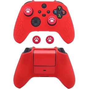 Xbox Controller Skin - Anti-Slip Silicone Skin, Ergonomic Soft Rubber Protective Case for Xbox Series S/X Controller with Thumb Grip Caps - Red in Saudi Arabia