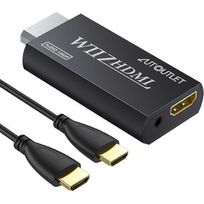 AUTOUTLET Wii to HDMI Converter WII2HDMI Wii Signal to HDMI Support 720P 1080P 3.5MM Audio HD Video Output Adapter with 1M HDMI Cable for Nintendo Wii