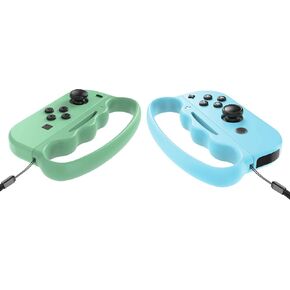 FANPL Fitness Boxing Hand Grips for Nintendo Switch & OLED Model JoyCon, Fit Boxing Clasp Accessories Handle for Adults and Children, Enhance Gaming Experience, 2 Pack (Animal Crossing Blue and Green)