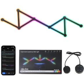 RGBIC Smart WiFi Glide Wall Light, Compatible with Alexa and Google Assistant, 16M+ Colors, Music Sync, Gaming Room Decor Lights(6 Black Lines Light)