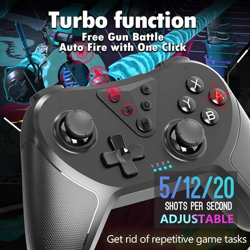 وحدة تحكم التبديل TECHPEIN، عصا تحكم دقيقة محسنة مع وظيفة توربو، اهتزاز مزدوج، جيروسكوب 6 محاور، وحدة تحكم عن بعد في الألعاب متوافقة مع Switch، Lite، OLED والكمبيوتر الشخصي in Kuwait