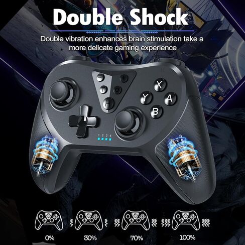 وحدة تحكم التبديل TECHPEIN، عصا تحكم دقيقة محسنة مع وظيفة توربو، اهتزاز مزدوج، جيروسكوب 6 محاور، وحدة تحكم عن بعد في الألعاب متوافقة مع Switch، Lite، OLED والكمبيوتر الشخصي in Kuwait