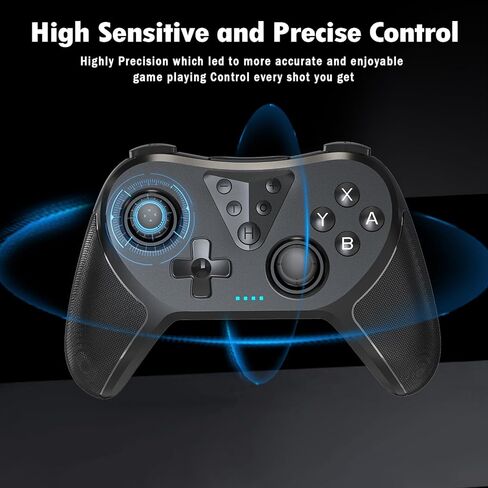 وحدة تحكم التبديل TECHPEIN، عصا تحكم دقيقة محسنة مع وظيفة توربو، اهتزاز مزدوج، جيروسكوب 6 محاور، وحدة تحكم عن بعد في الألعاب متوافقة مع Switch، Lite، OLED والكمبيوتر الشخصي in Kuwait