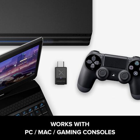 Creative BT-W3 Bluetooth 5.0 USB-C Audio Transmitter, aptX LL and aptX HD, 3.5 mm Analog Mic for Voice Chat Support, Codec Indicator and Selection, Plug-and-play for PS4, Nintendo Switch, PC, and Mac in Saudi Arabia