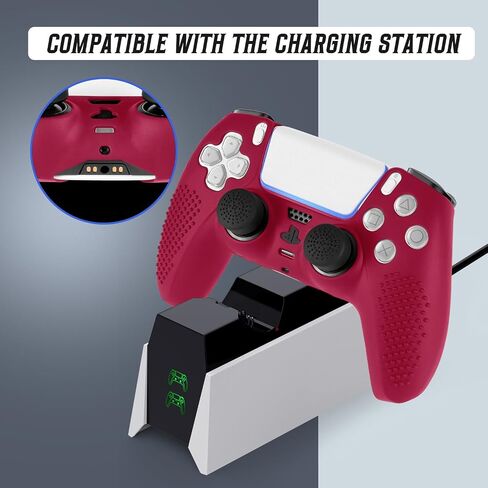 PS5 Controller Skin, Anti-Slip Soft Silicone Protective Cover Case for PlayStation 5 Controller Grip Accessories, 2 Pack with 8 x Thumb Grip Caps (Black&White) in Kuwait