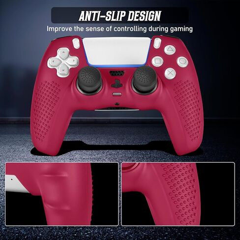 PS5 Controller Skin, Anti-Slip Soft Silicone Protective Cover Case for PlayStation 5 Controller Grip Accessories, 2 Pack with 8 x Thumb Grip Caps (Black&White) in Kuwait