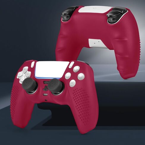 PS5 Controller Skin, Anti-Slip Soft Silicone Protective Cover Case for PlayStation 5 Controller Grip Accessories, 2 Pack with 8 x Thumb Grip Caps (Black&White) in Kuwait
