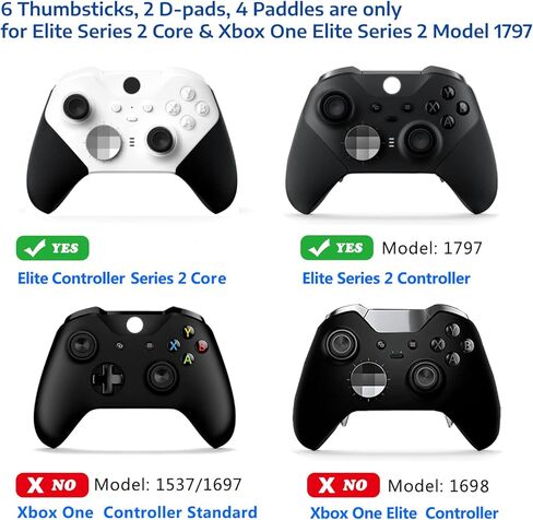مجموعة Easegmer Plating Elite Series 2 - 13 في 1 عصا تحكم معدنية و6 أعواد إبهام قابلة للتبديل، و4 مجاذيف تشغيل و2 وسائد Dpads لوحدة التحكم Elite Series 2 وXbox One Elite (لوني) in Saudi Arabia